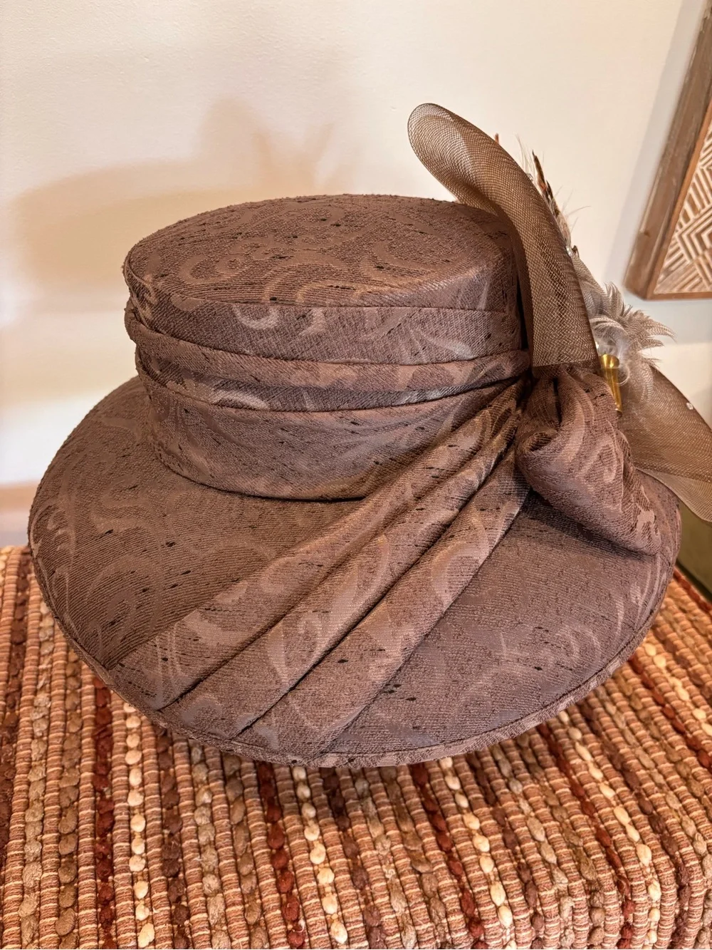 Tania Bella Premiere Collection Brown Kentucky Derby Hat Removable Hornady Pin - Picture 5 of 10